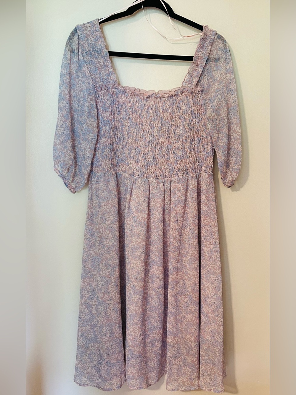 Ricki's Pastel Lavender Floral Smocked Midi Dress